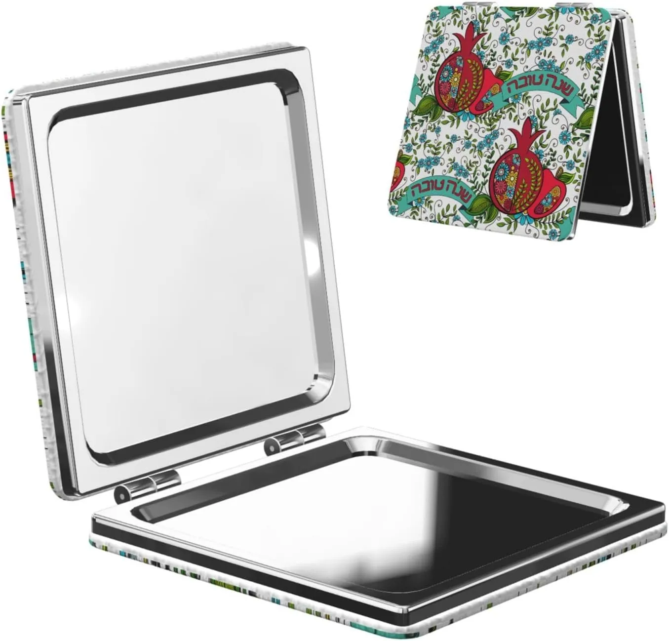 Peynir Rosh Hashanah Jewish New Year Women Handheld Makeup Mirror Portable Compact Mirror Folding Mini Cosmetic Mirror