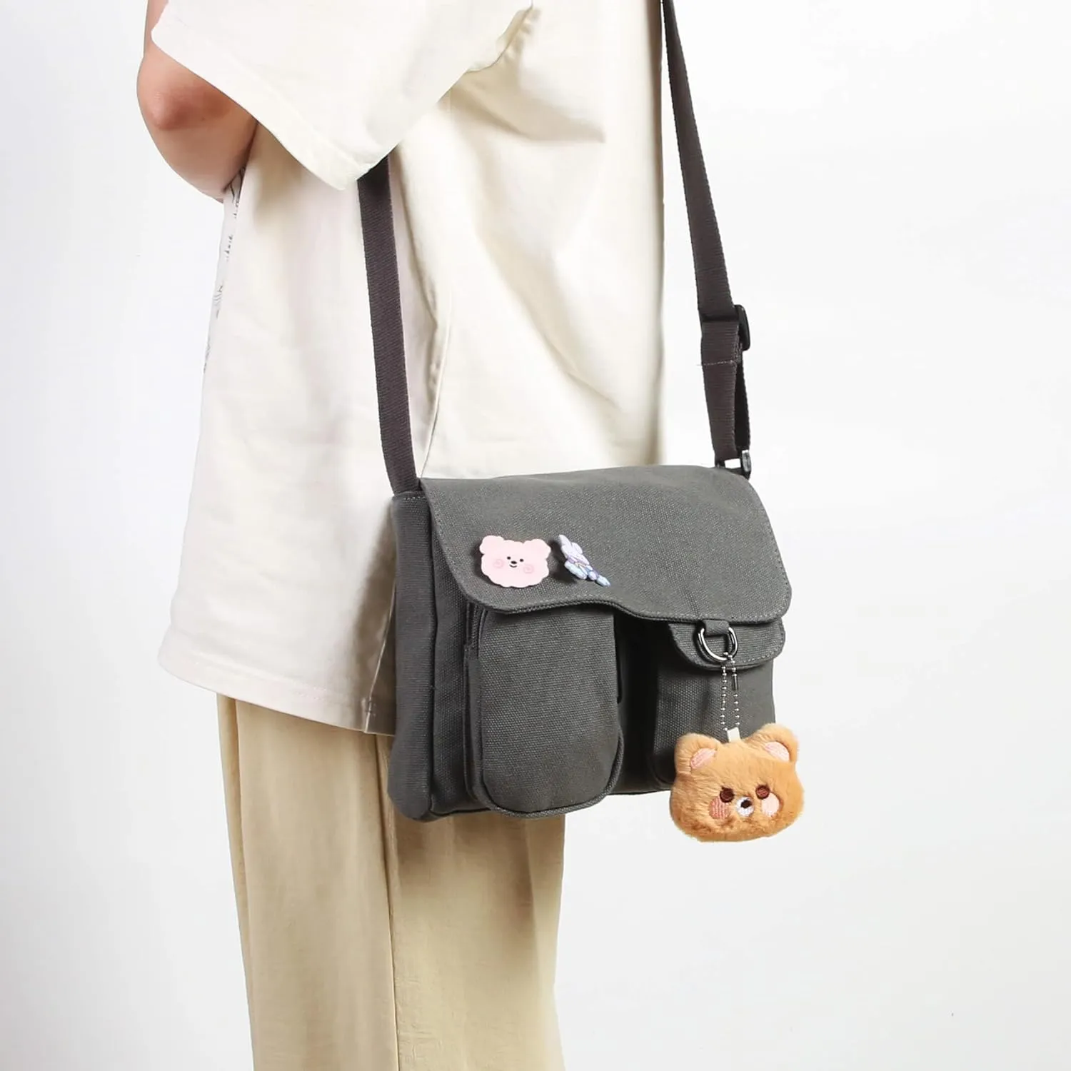Phaoullzon Kawaii Crossbody Bag Cute Messenger Bags Canvas Shoulder Purse Gifts for Teens