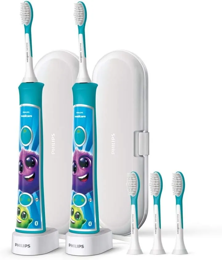 Philips Corded Electric Sonicare Kids Rechargeable Toothbrush with Built-in Bluetooth 2-Pack