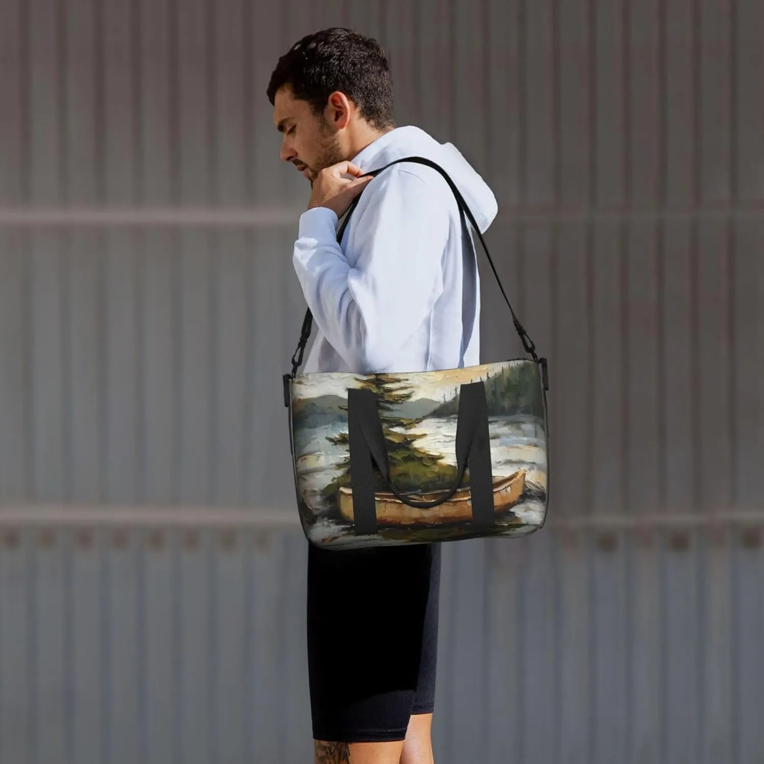 pine tree print Travel Duffel Bag, Sports Tote Gym Bag, Swim Pool Bag Large Shoulder Tote Bag for Beach Weekender