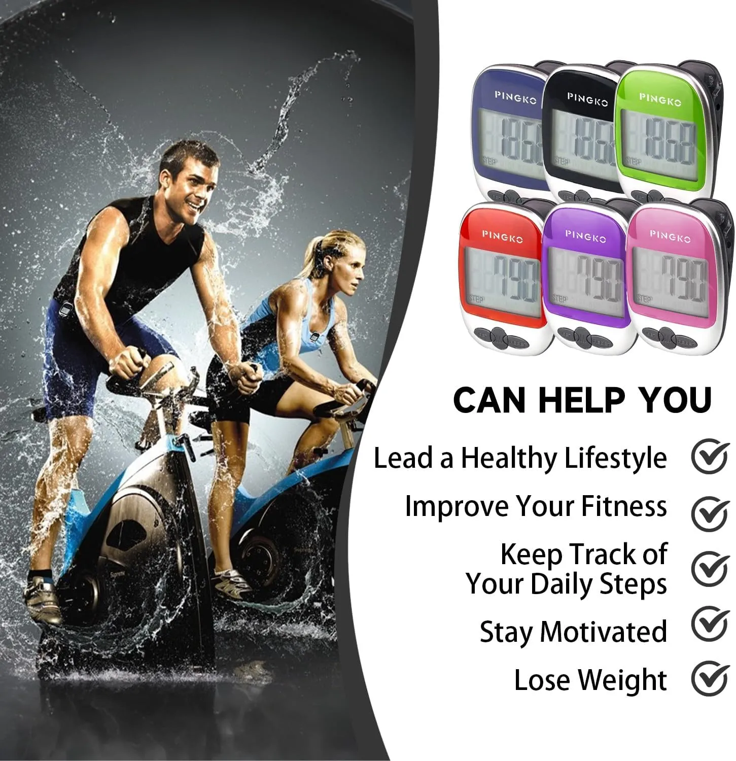 PINGKO Outdoor Multi-Function Portable Sport Pedometer Step/Distance/Calories/Counter
