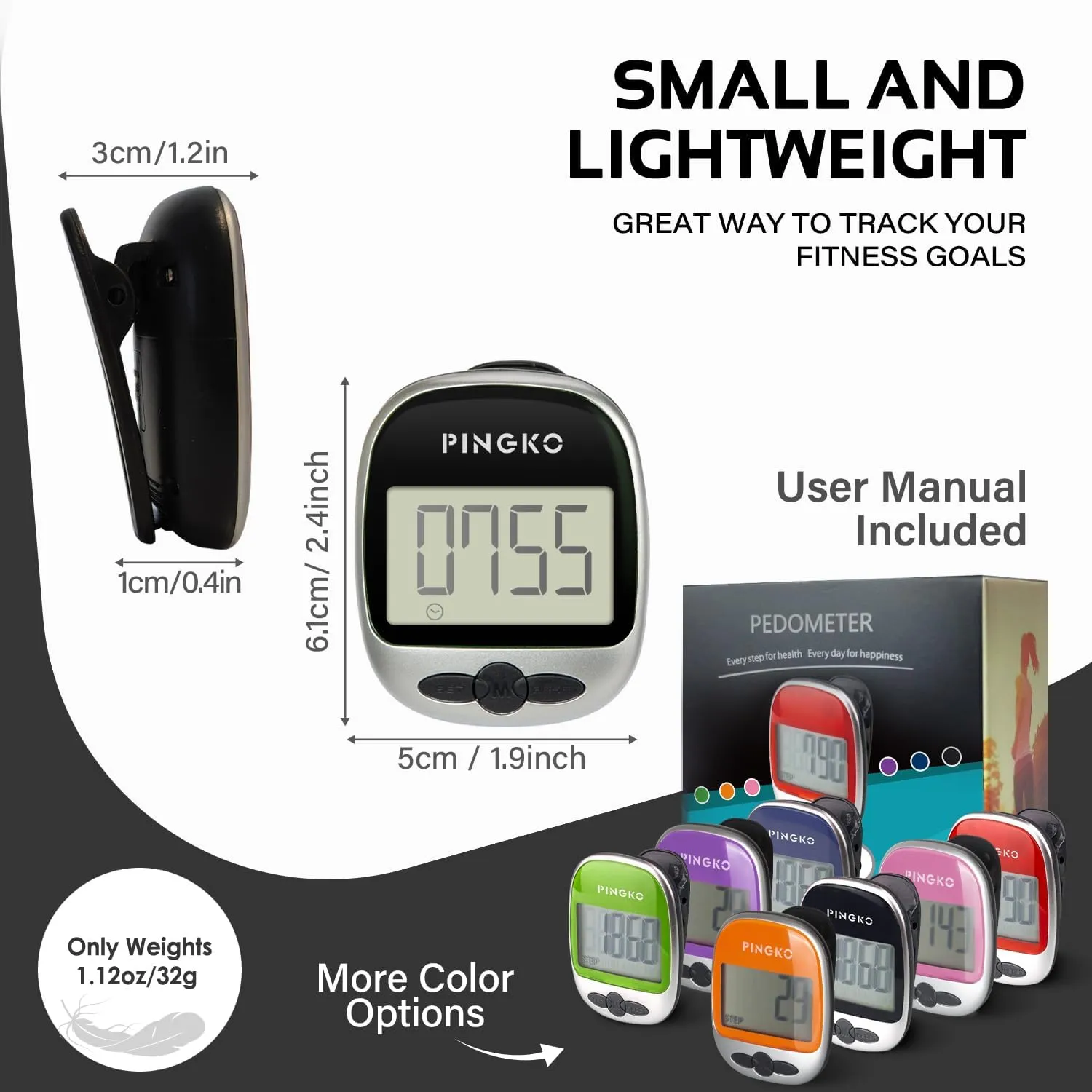 PINGKO Outdoor Multi-Function Portable Sport Pedometer Step/Distance/Calories/Counter