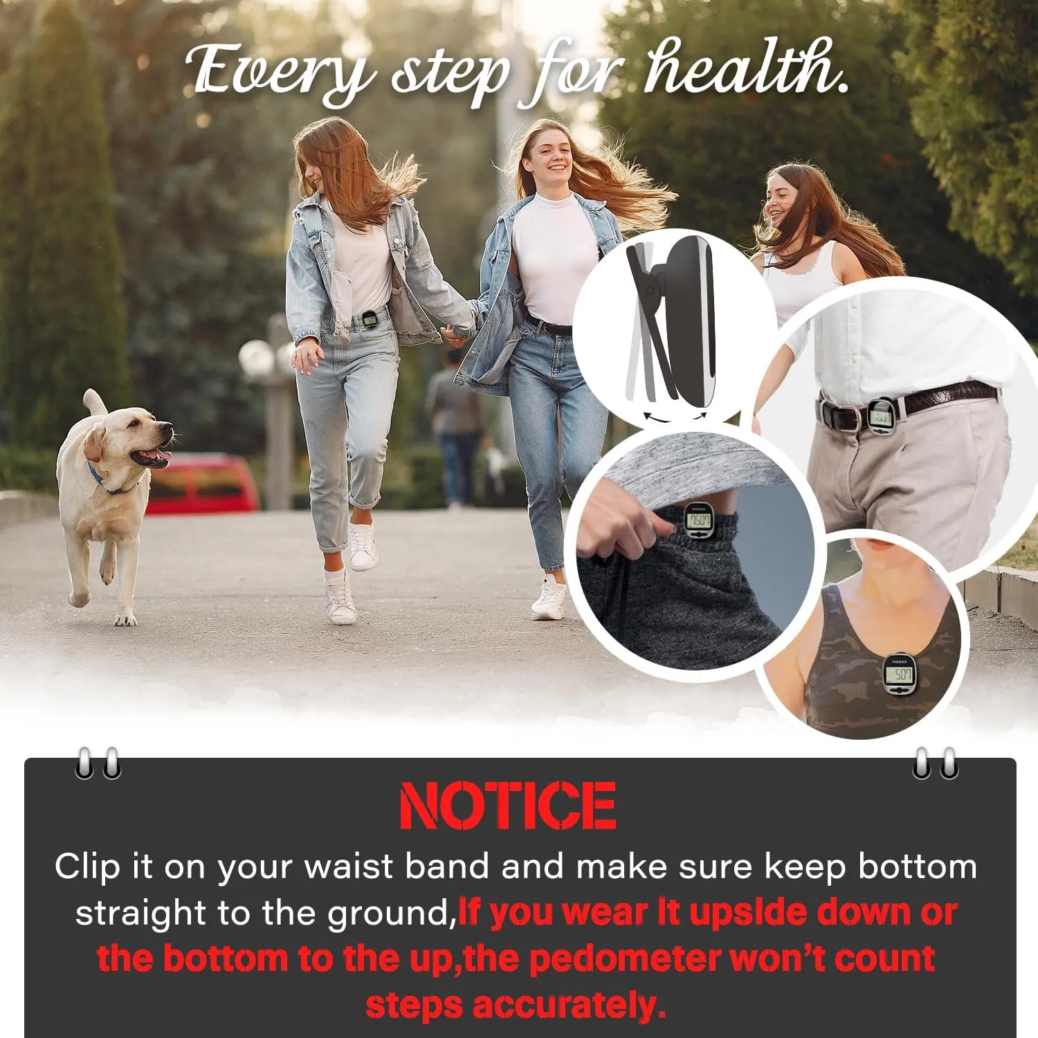 PINGKO Outdoor Multi-Function Portable Sport Pedometer Step/Distance/Calories/Counter