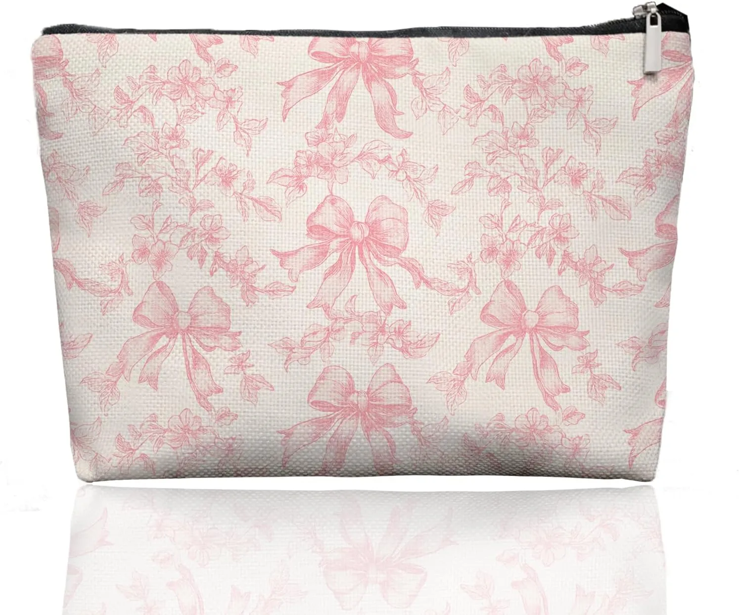 Pink Coquette Bow Makeup Bag Make Up Bag, Pink Cosmetic Bags for Women, Preppy Coquette Gifts for Women Teen Girls Mom,Dorm Room Essentials for Girls