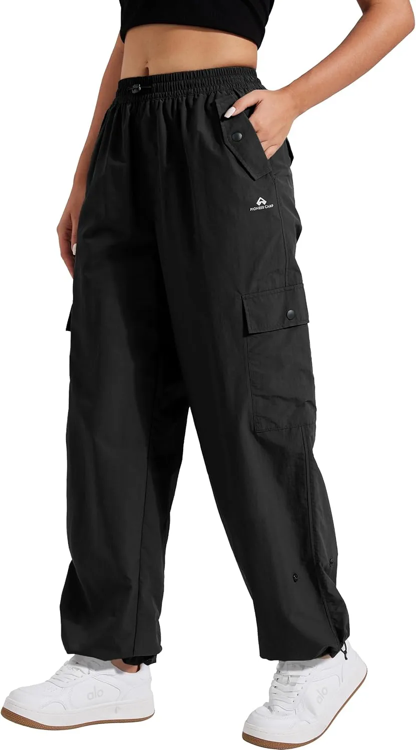 Pioneer Camp Cargo Pants Women Baggy Parachute Pants Woman with 6 Pockets Quick Dry Lightweight Hiking Travel Pants Trousers