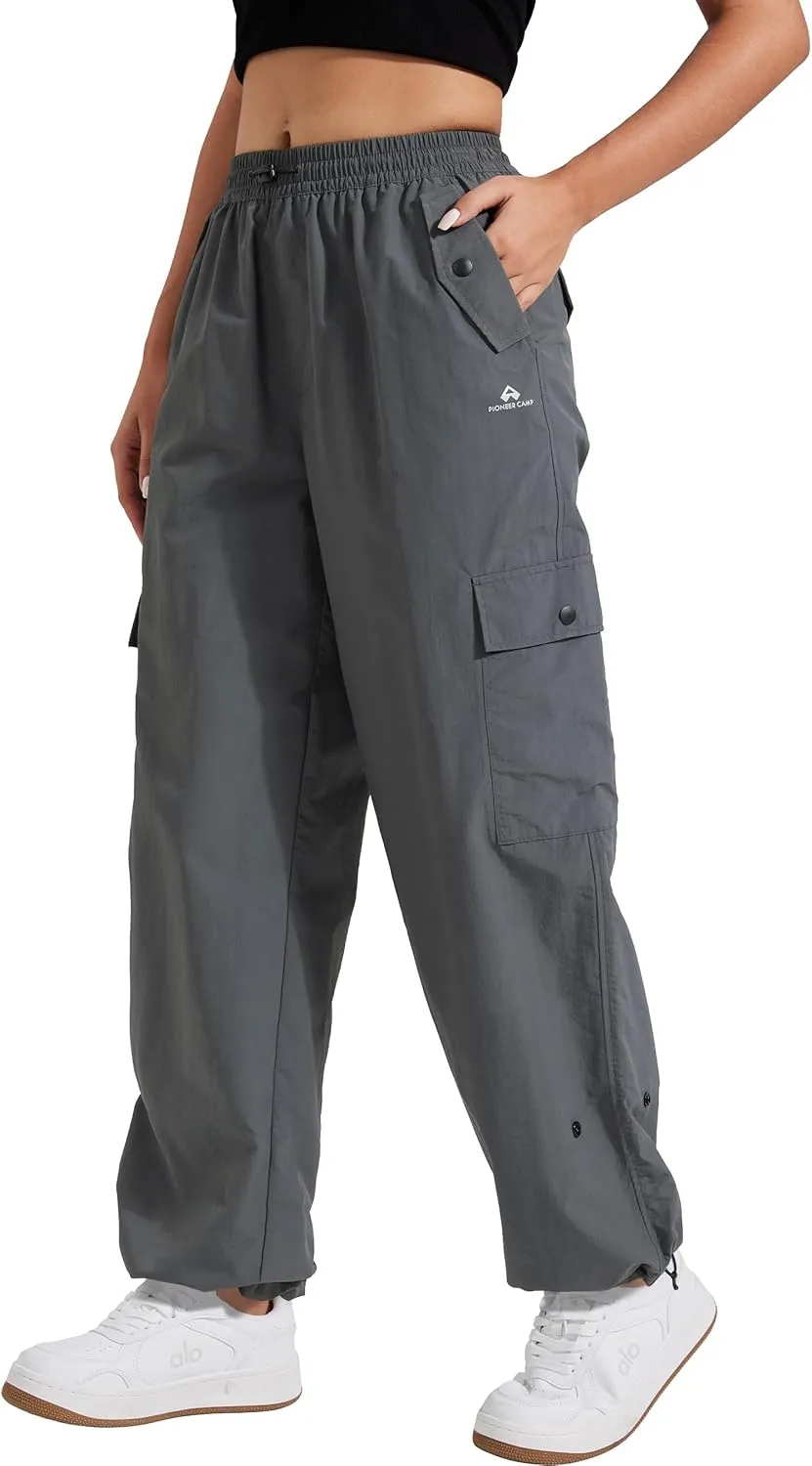 Pioneer Camp Cargo Pants Women Baggy Parachute Pants Woman with 6 Pockets Quick Dry Lightweight Hiking Travel Pants Trousers