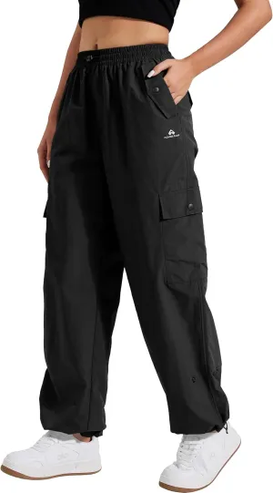 Pioneer Camp Cargo Pants Women Baggy Parachute Pants Woman with 6 Pockets Quick Dry Lightweight Hiking Travel Pants Trousers
