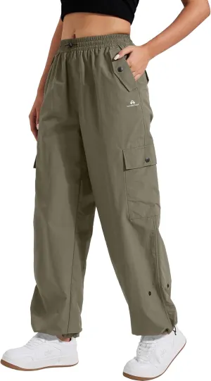 Pioneer Camp Cargo Pants Women Baggy Parachute Pants Woman with 6 Pockets Quick Dry Lightweight Hiking Travel Pants Trousers