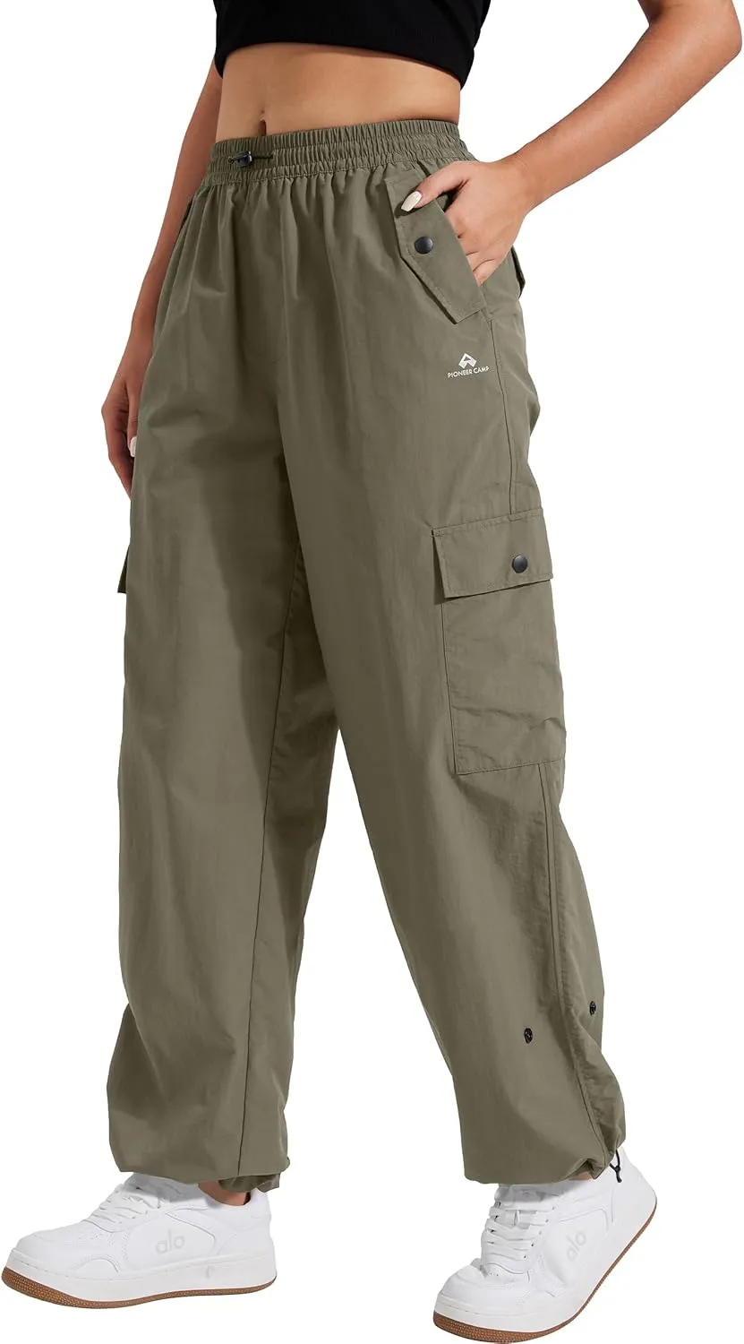 Pioneer Camp Cargo Pants Women Baggy Parachute Pants Woman with 6 Pockets Quick Dry Lightweight Hiking Travel Pants Trousers