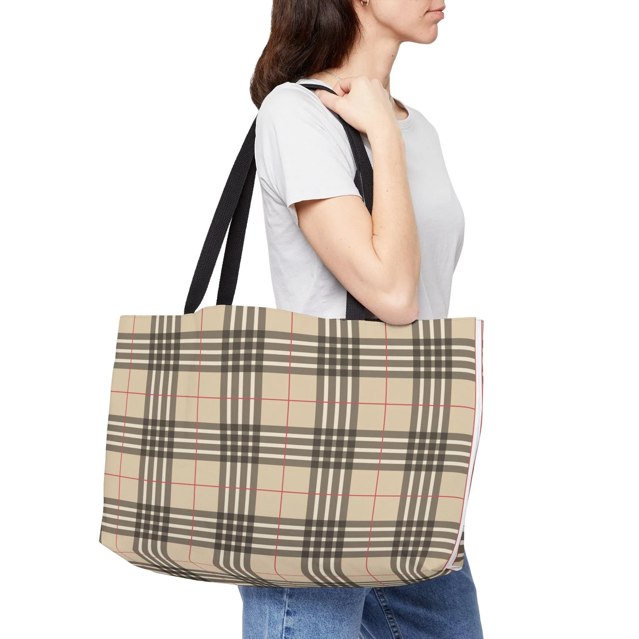 Plaid Weekender Bag Weekender Tote Bag Oversized Bag Lined Beach Tote Lake Trip Bag Travel Great Vacation Spring Break Bag