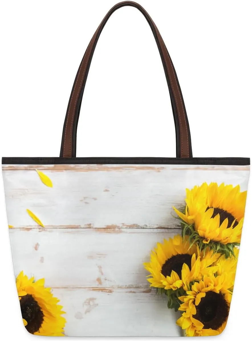 Plank Sunflowers Tote Bag for Women Womens Handbags Tote Bags for Travel Beach Gym