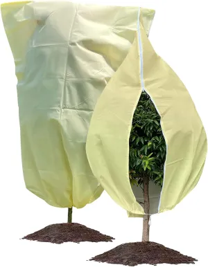 Plant Covers Freeze Protection, 2 Packs 40''W x 47''H Shrub Jackets with Zipper and Drawstring, Frost Cloth for Winter, Outdoor Plant Blankets for Cold Weather