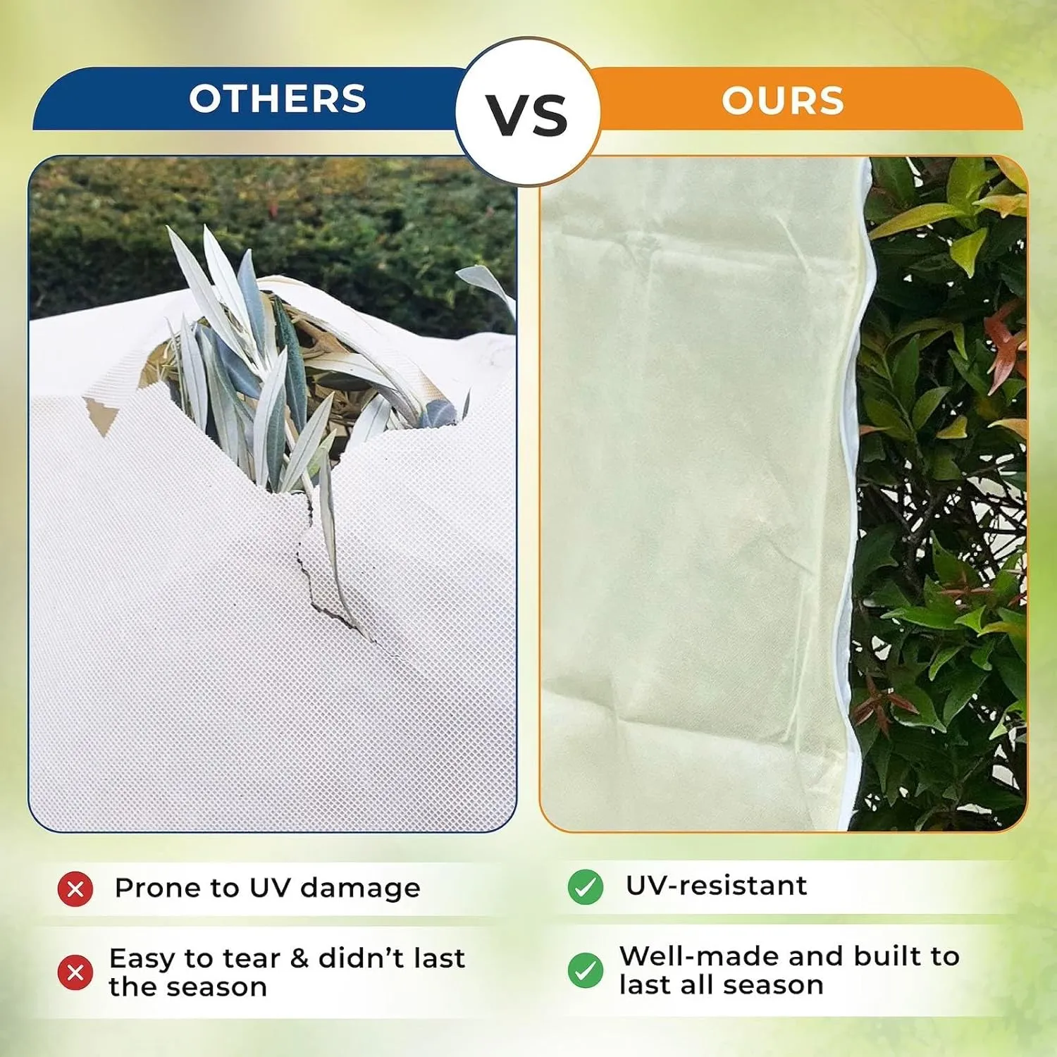 Plant Covers Freeze Protection, 2 Packs 40''W x 47''H Shrub Jackets with Zipper and Drawstring, Frost Cloth for Winter, Outdoor Plant Blankets for Cold Weather