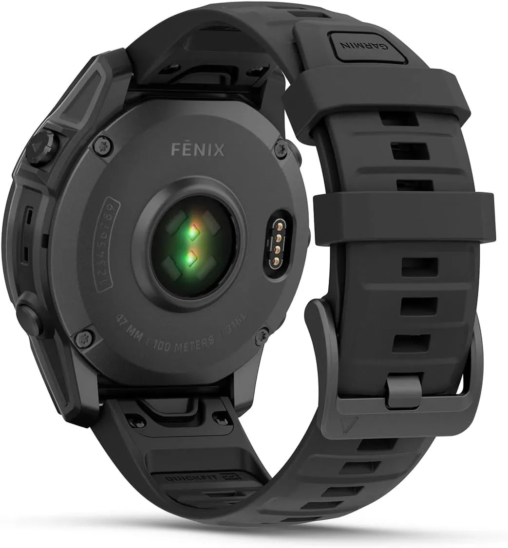 PlayBetter Garmin Fenix E (Slate Gray Steel/Black) Premium Multisport GPS Smartwatch Gift Box Bundle - AMOLED Display, Long Battery Life Portable Charger, HD Screen Protectors, Adapter, Case