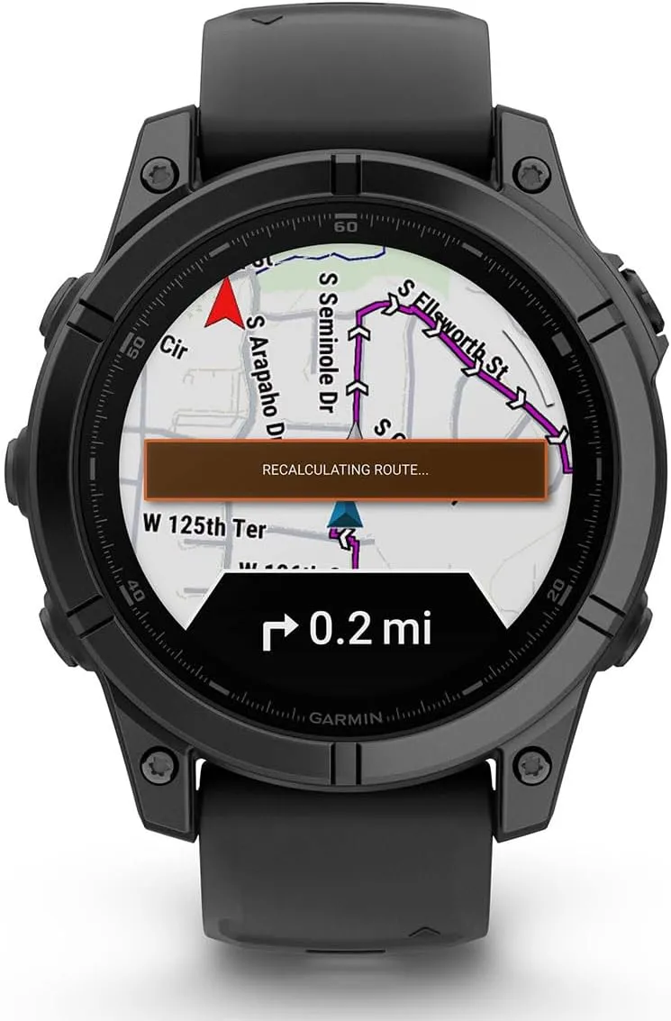 PlayBetter Garmin Fenix E (Slate Gray Steel/Black) Premium Multisport GPS Smartwatch Gift Box Bundle - AMOLED Display, Long Battery Life Portable Charger, HD Screen Protectors, Adapter, Case