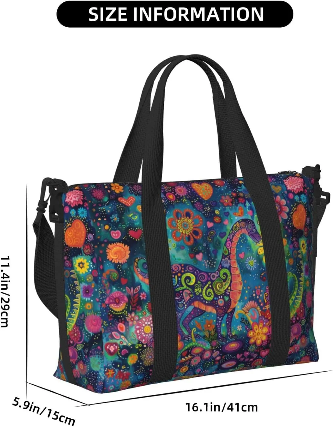 Plesiosaurus print Travel Duffel Bag, Sports Tote Gym Bag, Swim Pool Bag Large Shoulder Tote Bag for Beach Weekender