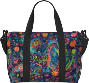 Plesiosaurus print Travel Duffel Bag, Sports Tote Gym Bag, Swim Pool Bag Large Shoulder Tote Bag for Beach Weekender