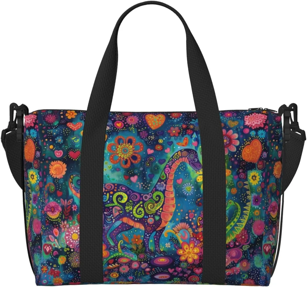 Plesiosaurus print Travel Duffel Bag, Sports Tote Gym Bag, Swim Pool Bag Large Shoulder Tote Bag for Beach Weekender