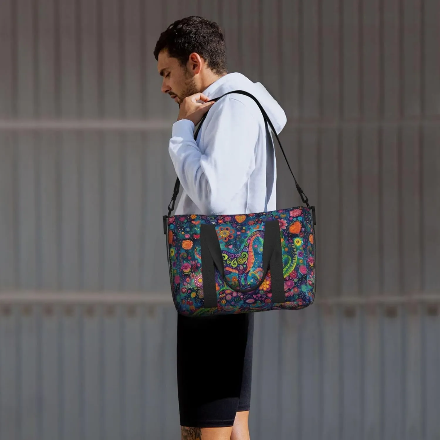 Plesiosaurus print Travel Duffel Bag, Sports Tote Gym Bag, Swim Pool Bag Large Shoulder Tote Bag for Beach Weekender