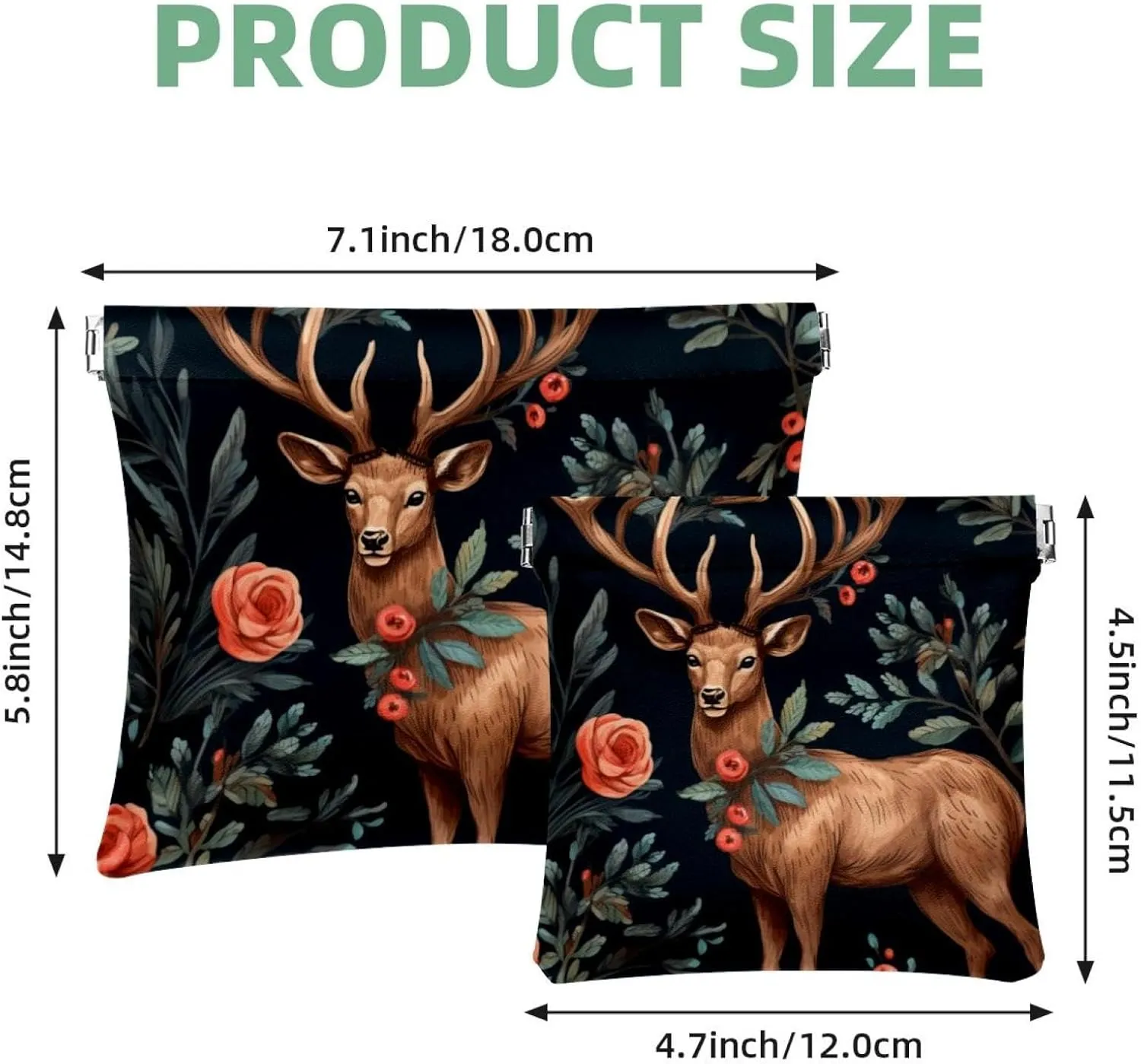 Pocket Cosmetic Bag Squeeze Top, Cute Christmas Elk-1877 Waterproof Travel Makeup Bag for Purse, Portable Mini Makeup Pouch No Zipper for Women