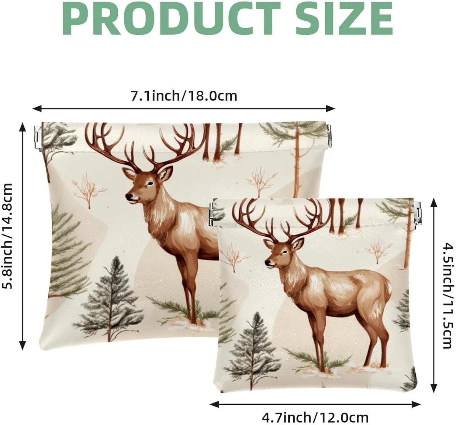 Pocket Cosmetic Bag Squeeze Top, Cute Christmas Elk-1881 Waterproof Travel Makeup Bag for Purse, Portable Mini Makeup Pouch No Zipper for Women