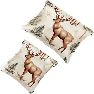 Pocket Cosmetic Bag Squeeze Top, Cute Christmas Elk-1881 Waterproof Travel Makeup Bag for Purse, Portable Mini Makeup Pouch No Zipper for Women