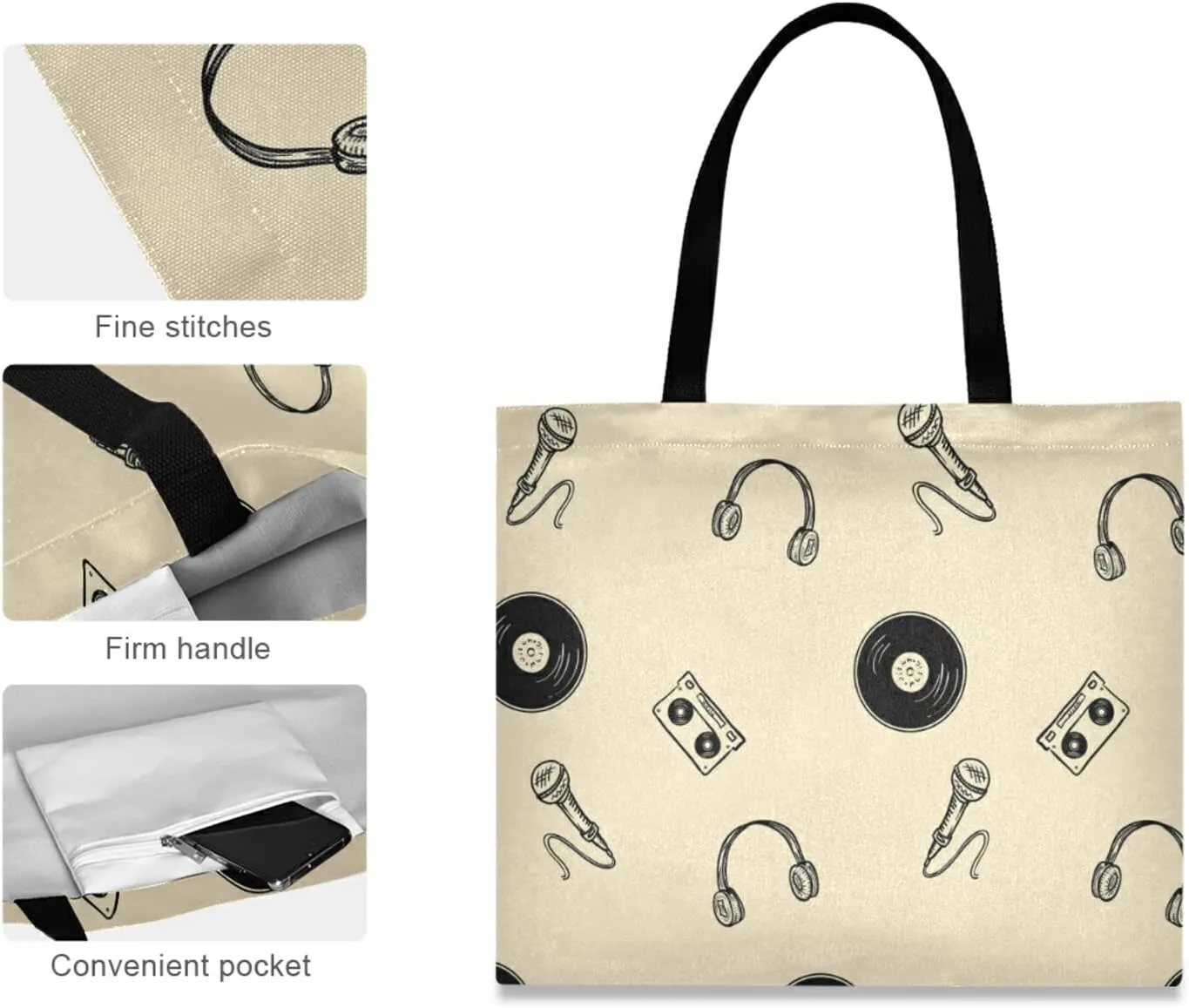 Poeticcity Women Grocery Tote Bag, Canvas Shoulder Bags, Women Handbag for Outdoors
