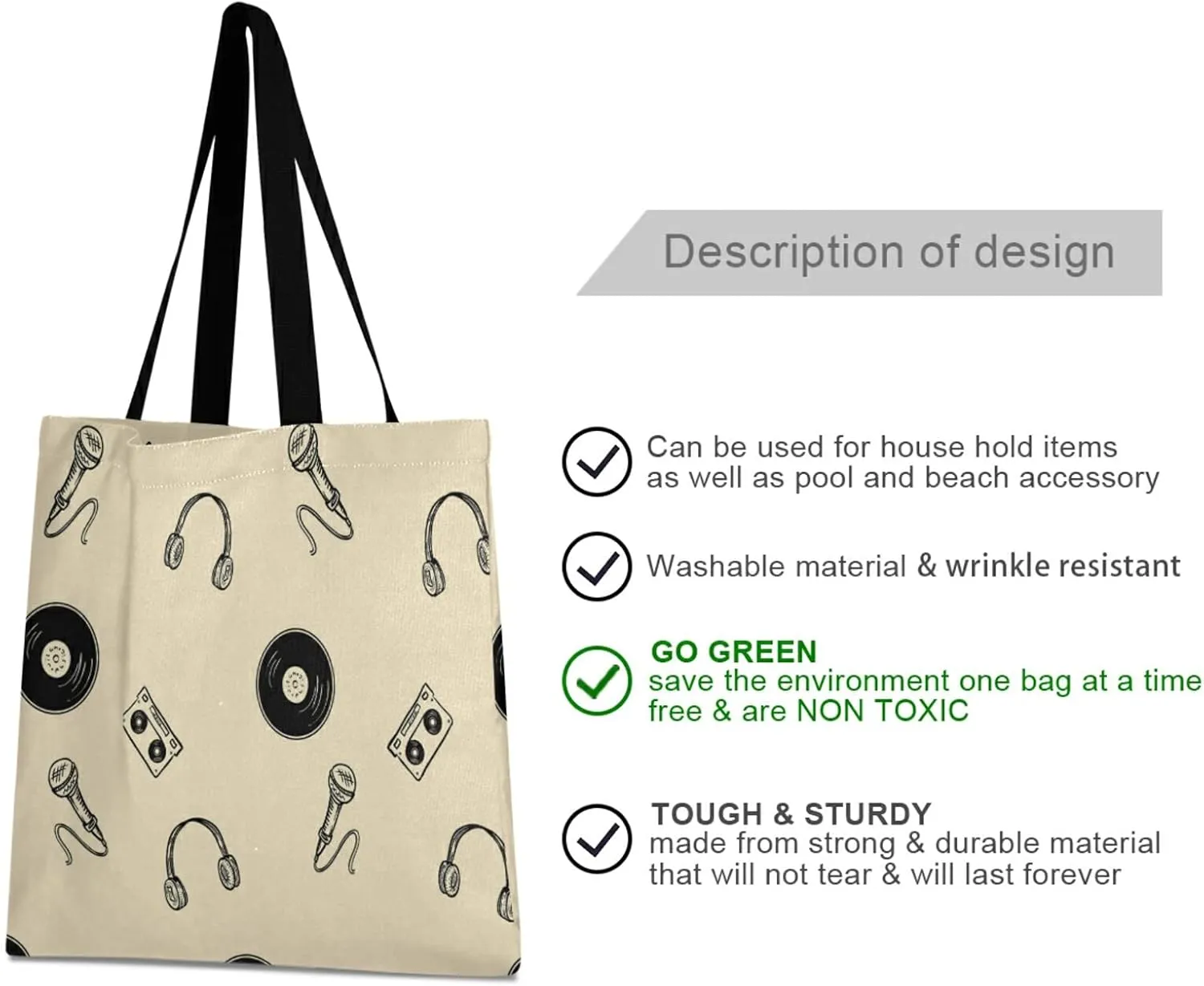 Poeticcity Women Grocery Tote Bag, Canvas Shoulder Bags, Women Handbag for Outdoors
