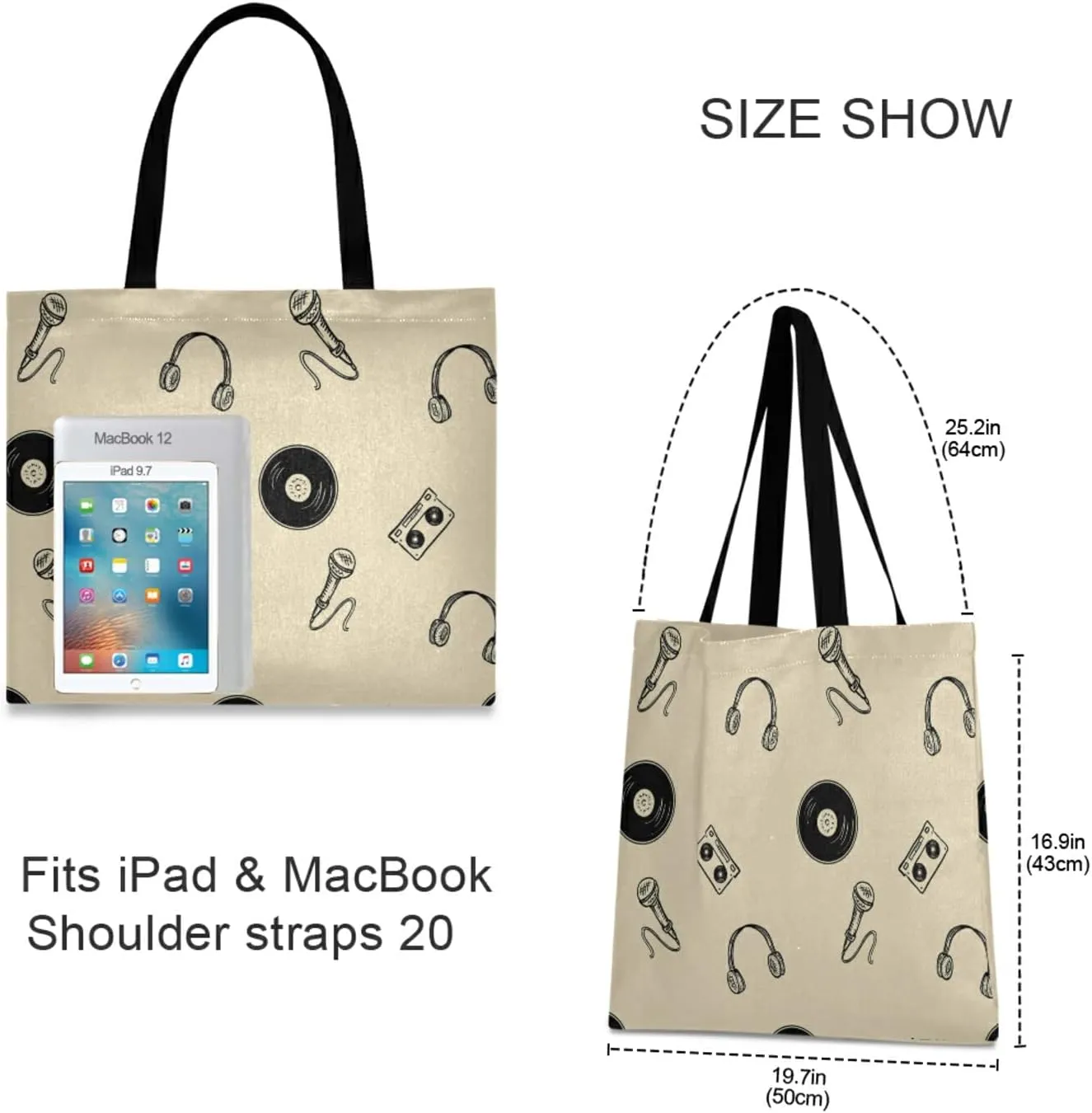 Poeticcity Women Grocery Tote Bag, Canvas Shoulder Bags, Women Handbag for Outdoors