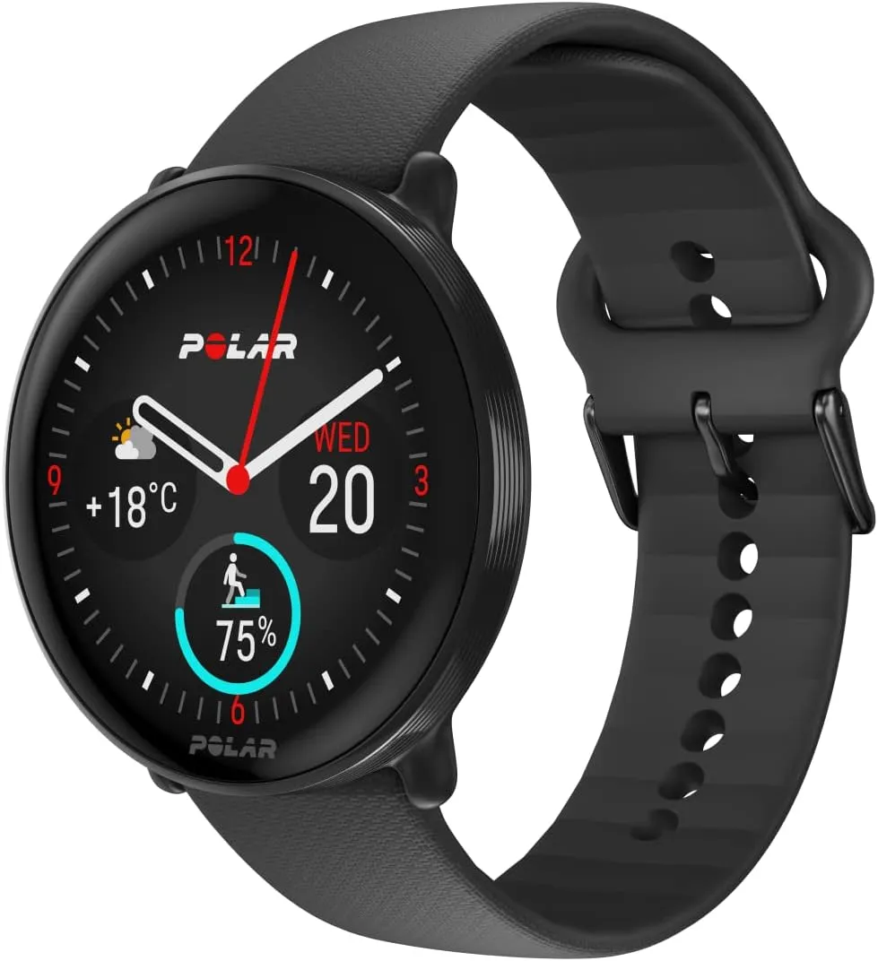 POLAR Ignite 3 Series Fitness Tracking Smartwatch with AMOLED Display, GPS, Heart Rate Monitoring, Sleep Analysis, and Real-Time Voice Guidance; S-L, for Men or Women, Night Black