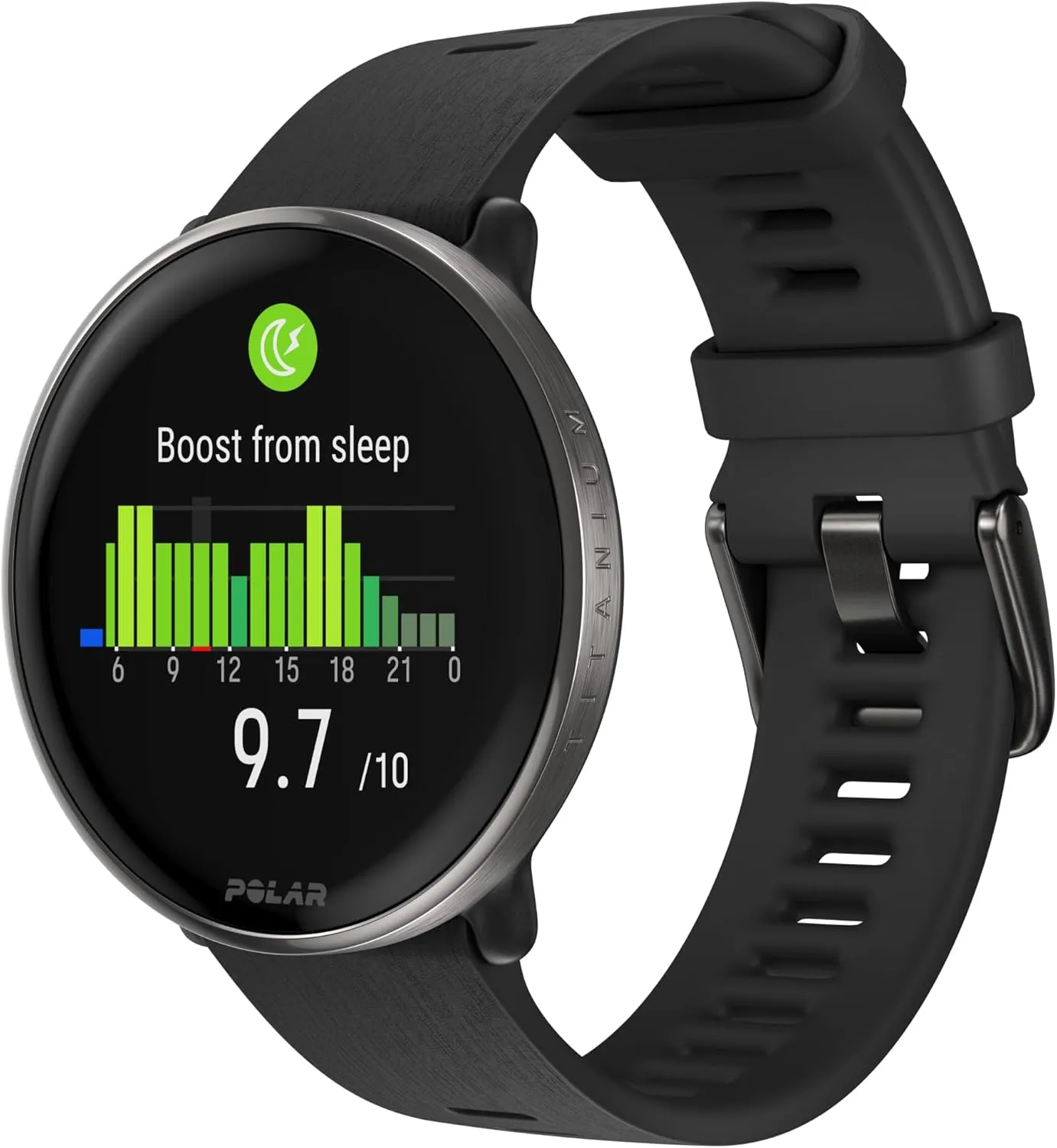 POLAR Ignite 3 Series Titanium Fitness Tracking Smartwatch with AMOLED Display, GPS, Heart Rate Monitoring, Sleep Analysis, and Real-Time Voice Guidance; S-L, for Men or Women, Black Titanium