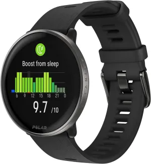 POLAR Ignite 3 Series Titanium Fitness Tracking Smartwatch with AMOLED Display, GPS, Heart Rate Monitoring, Sleep Analysis, and Real-Time Voice Guidance; S-L, for Men or Women, Black Titanium
