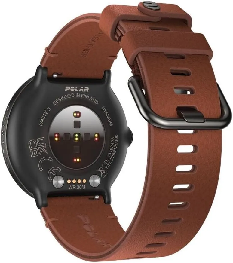 POLAR Ignite 3 Series Titanium Fitness Tracking Smartwatch with AMOLED Display, GPS, Heart Rate Monitoring, Sleep Analysis, and Real-Time Voice Guidance; S-L, for Men or Women, Brown Copper Titanium