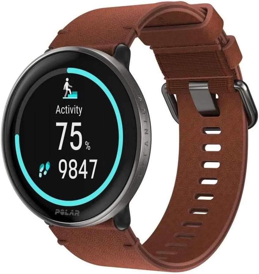 POLAR Ignite 3 Series Titanium Fitness Tracking Smartwatch with AMOLED Display, GPS, Heart Rate Monitoring, Sleep Analysis, and Real-Time Voice Guidance; S-L, for Men or Women, Brown Copper Titanium