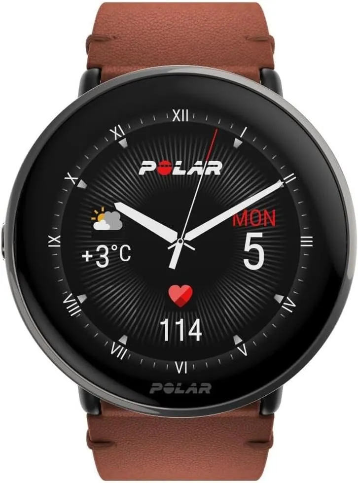 POLAR Ignite 3 Series Titanium Fitness Tracking Smartwatch with AMOLED Display, GPS, Heart Rate Monitoring, Sleep Analysis, and Real-Time Voice Guidance; S-L, for Men or Women, Brown Copper Titanium