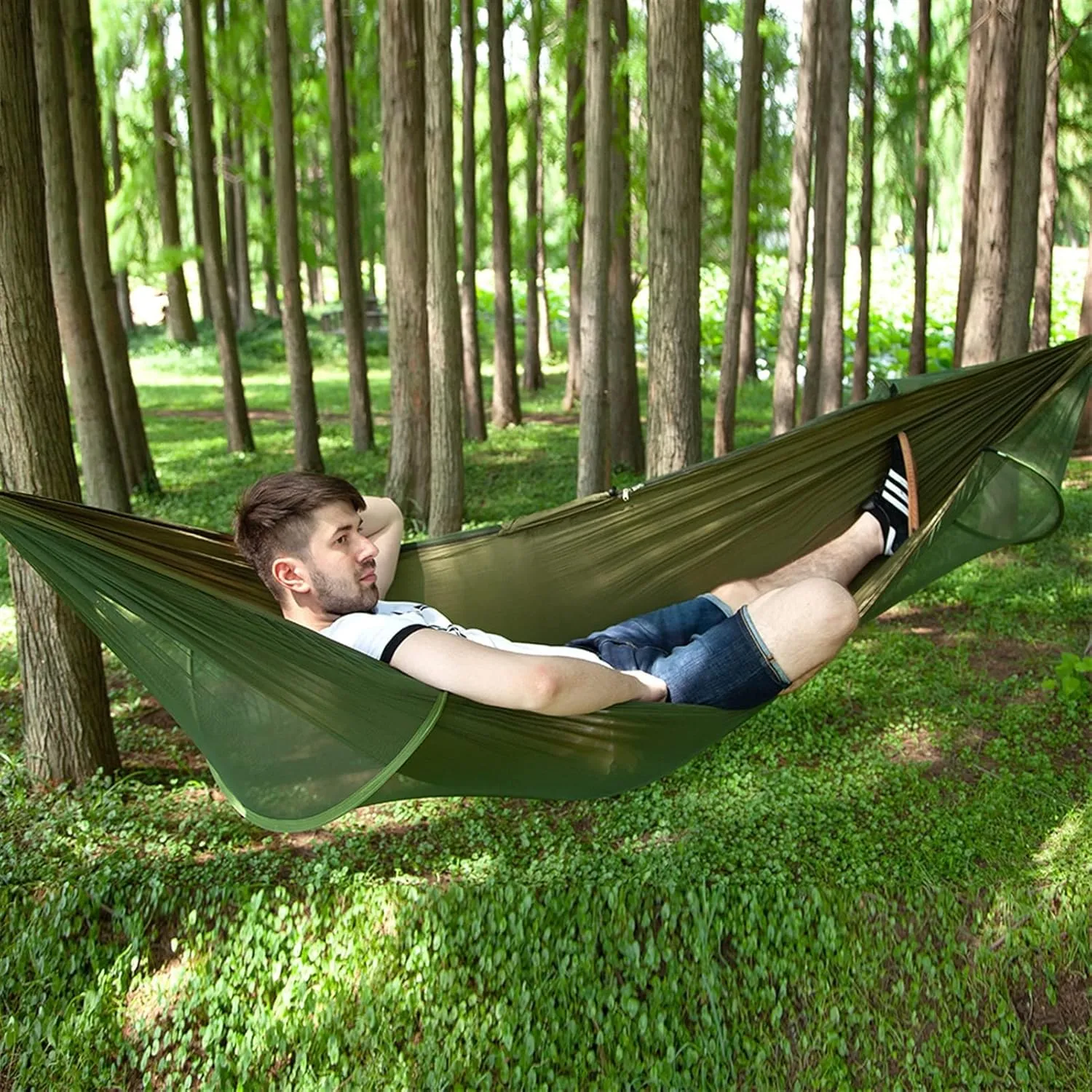 Pop Up Camping Hammock Net Portable Quick Set Up Hanging Sleeping Bed 250x120cm Outdoor