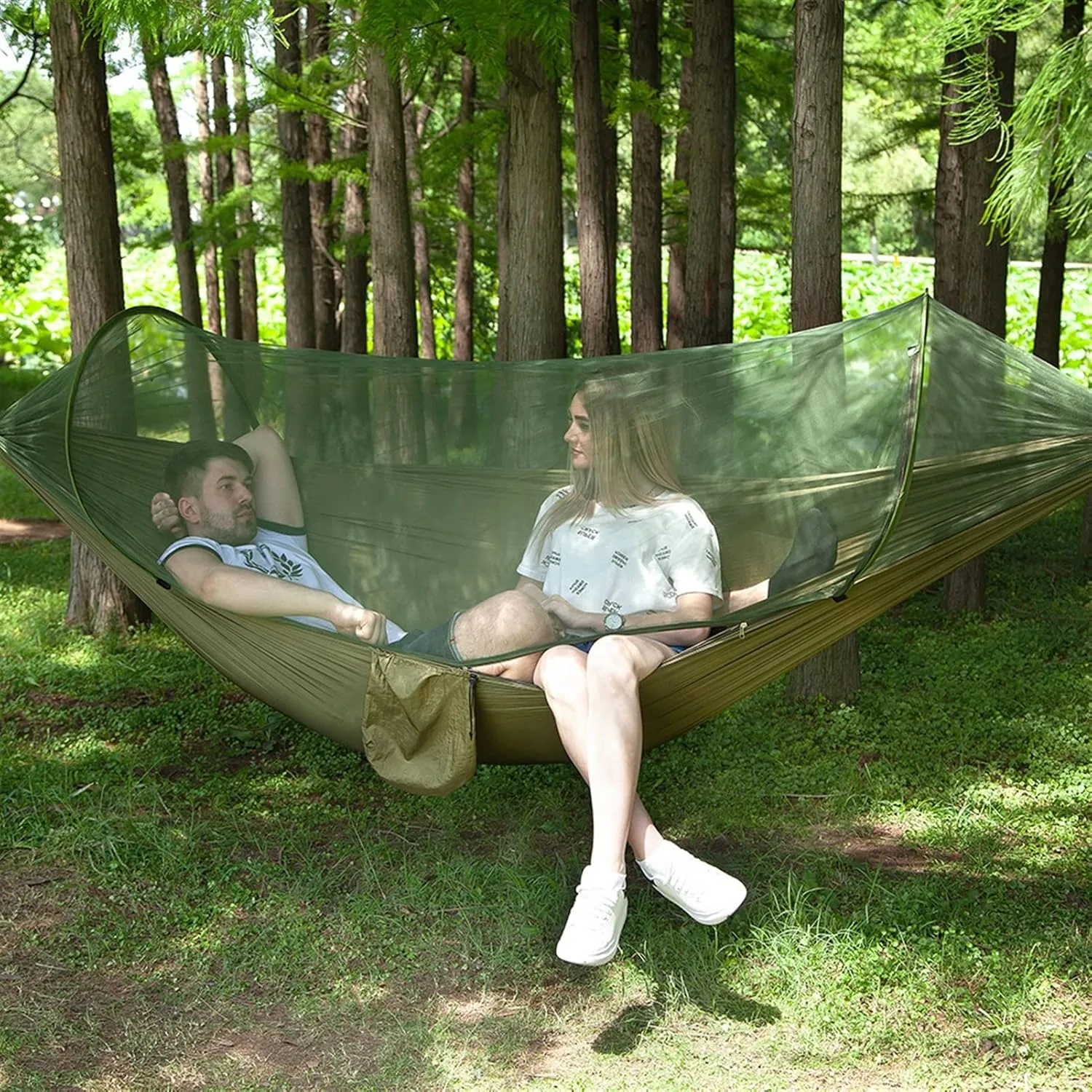 Pop Up Camping Hammock Net Portable Quick Set Up Hanging Sleeping Bed 250x120cm Outdoor