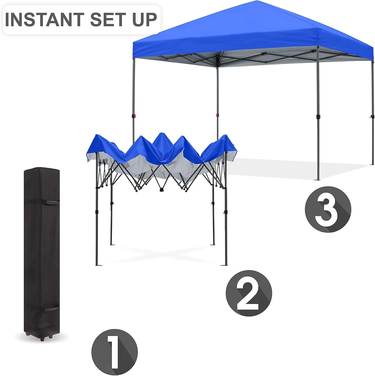 Pop up Canopy Tent 10x10 for Backyard Outdoor Portable Easy with Wheeled Carry Bags,4Ropes and Stakes and 4 sandbags,Blue