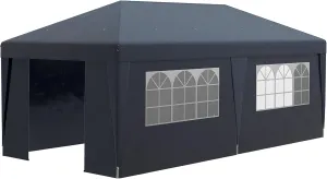 Pop Up Canopy Tent with Sidewalls,Height Adjustable Large Party Tent Event Shelter with Leg Weight Bags,Double Doors and Wheeled Carry Bag for Garden,Patio,Dark Blue