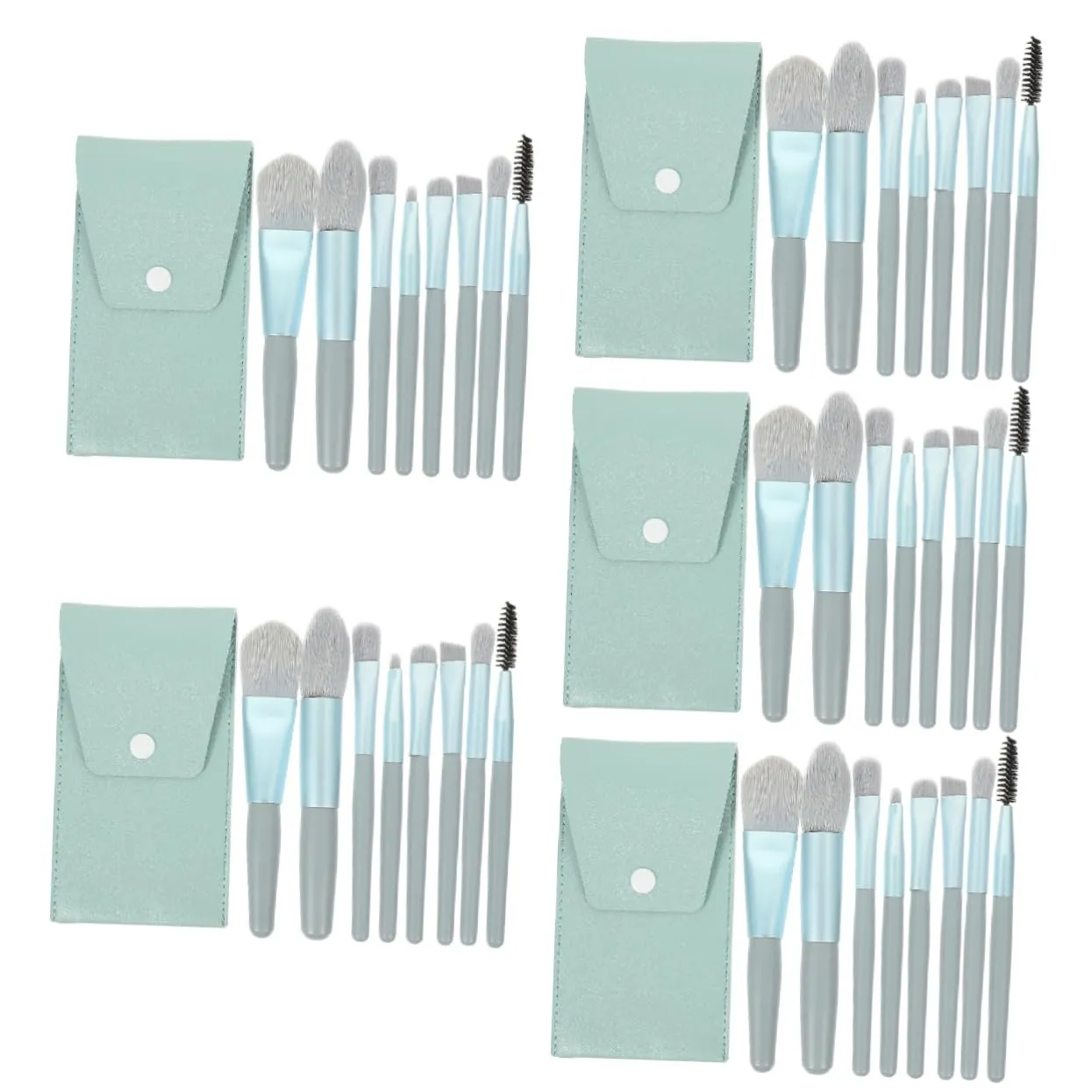 POPETPOP 5sets Makeup Brush Portable Beauty Tools for Travel Comfortable Handles for Easy Application for Blending Contouring Concealing for Makeup