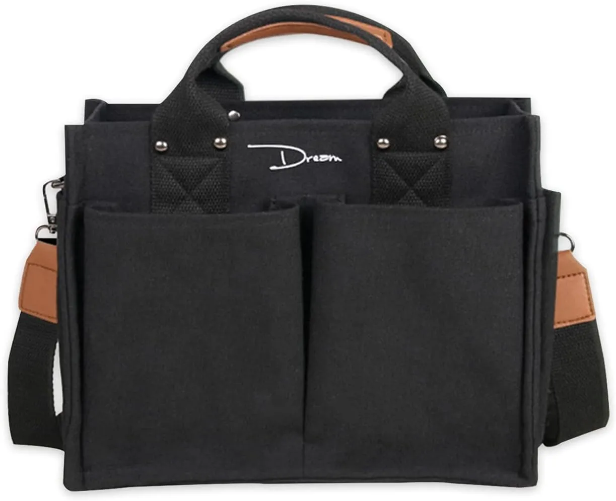 PORRASSO Women Shoulder Bag Casual Handbag Ladies Large Crossbody Bag Canvas Tote Bag for Travel Shopping Daily Use Black