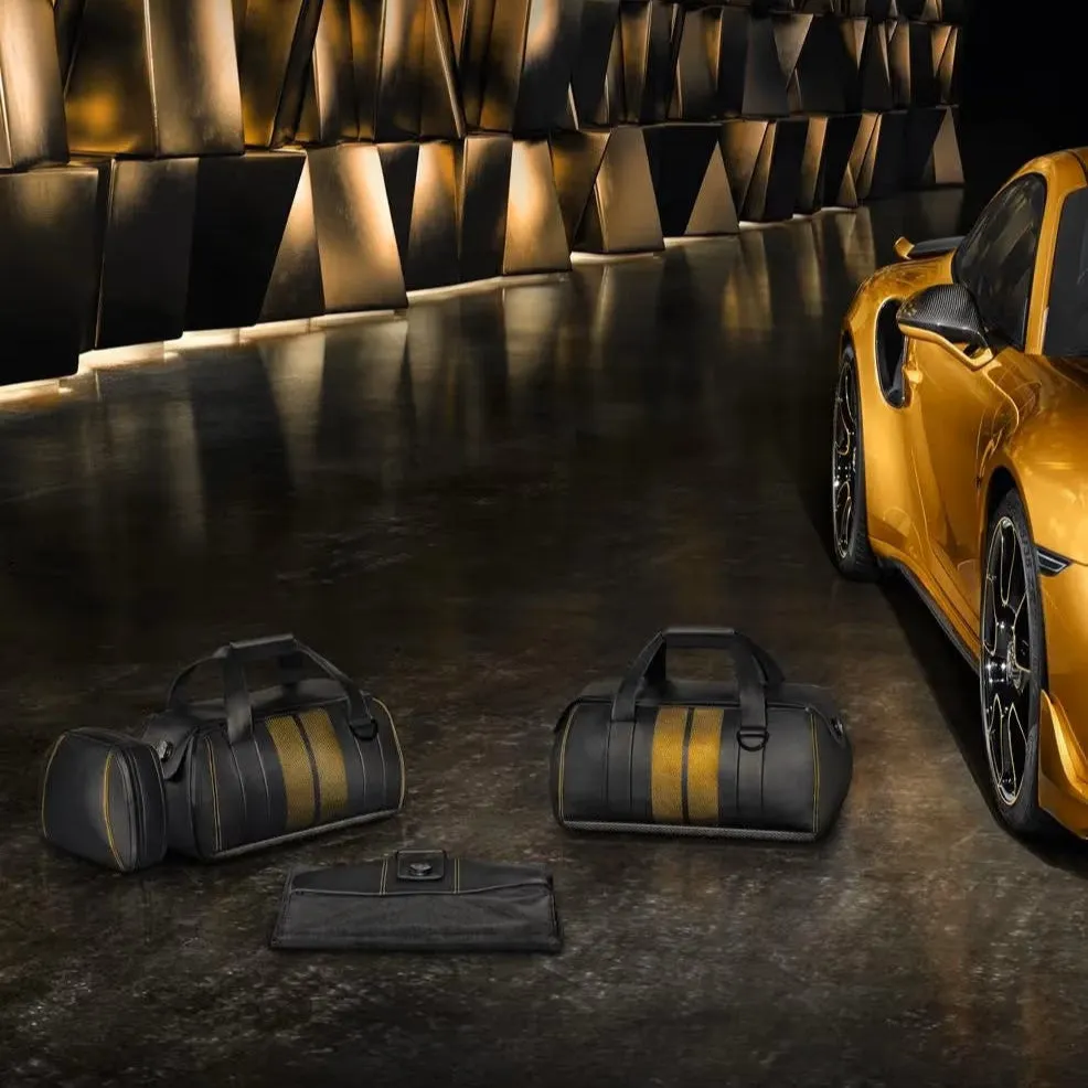 Porsche 911 Turbo S Exclusive Series Luggage Set - Golden Yellow Stitching