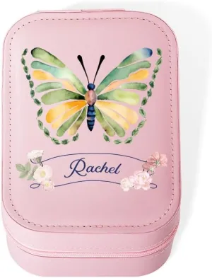 Portable LED Lighted Makeup Mirror & Cosmetic Organizer - Adjustable Travel Bag with Dividers - Personalized Large, Waterproof, Butterfly Design Case - Gifts for Women for Birthdays