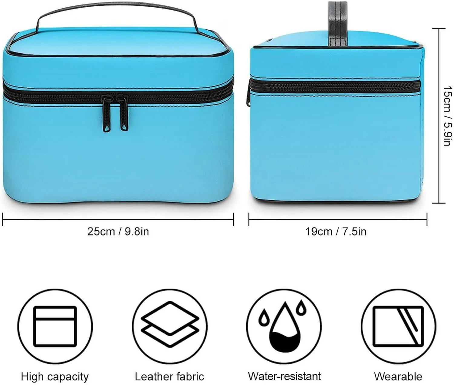 Portable Make Bag, Neon Blue Ombre Cosmetic Case Portable Cosmetic Portable Organizer for Men & Women