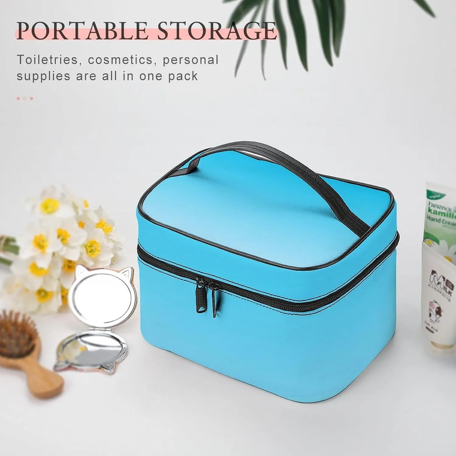 Portable Make Bag, Neon Blue Ombre Cosmetic Case Portable Cosmetic Portable Organizer for Men & Women