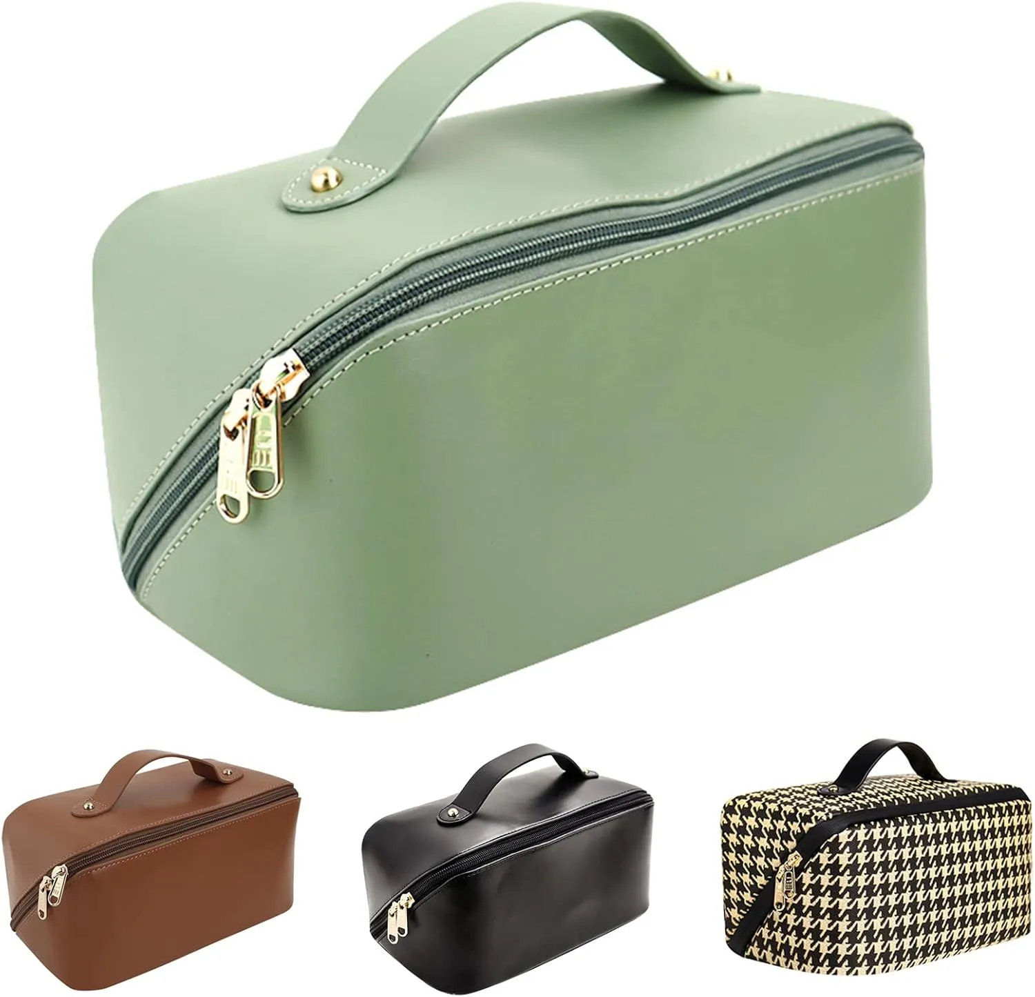 Portable Pillow Makeup Bag, Large Capacity Travel Cosmetic bag, Multifunctional Storage Make Up Bag, Makeup Organizer Bag, Travel Size Toiletries，Travel Essentials (Matcha Green)