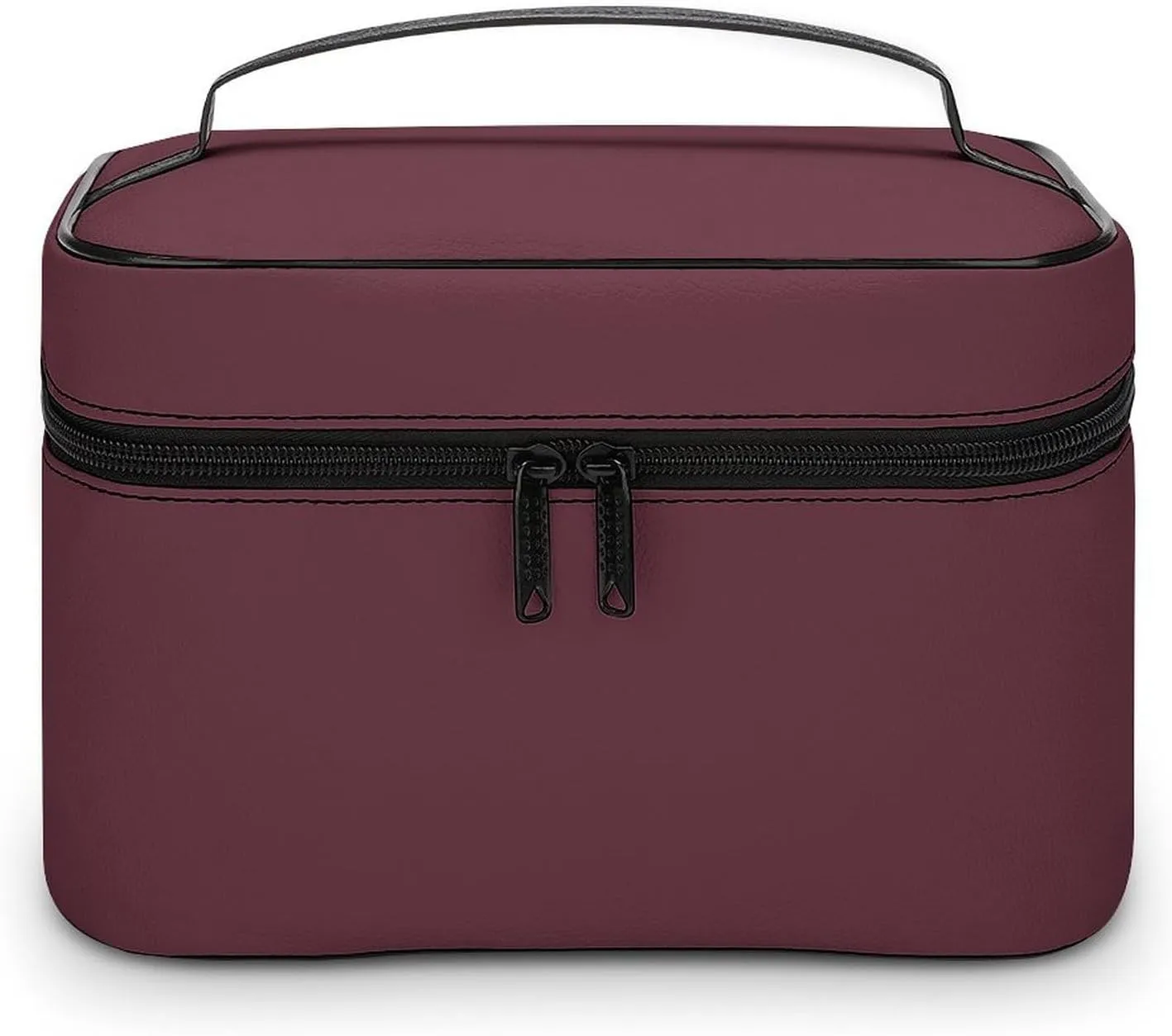 Portable Travel Makeup Bag, Trend Color Dark Red Wine Cosmetic Case Zipper Toiletry Bag for Women Girls