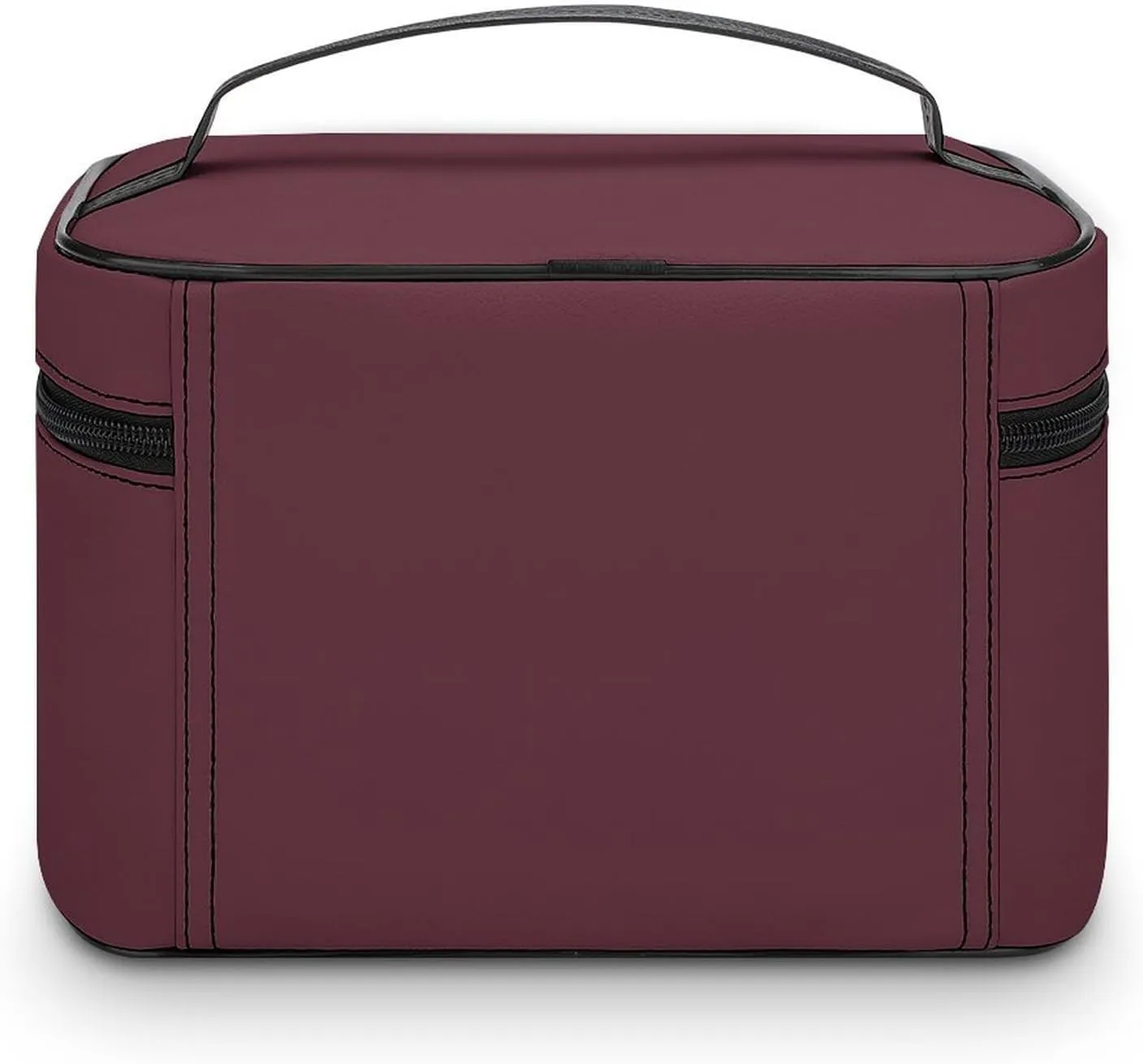 Portable Travel Makeup Bag, Trend Color Dark Red Wine Cosmetic Case Zipper Toiletry Bag for Women Girls