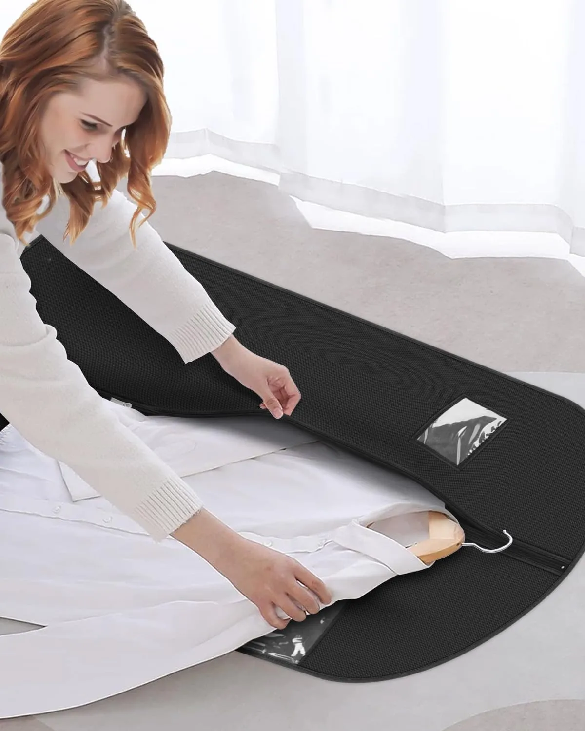 Premium Garment Bag for Clothes (43'' x 24'' set of 5) Black Suit Bag for Travel and Hanging Garment Storage