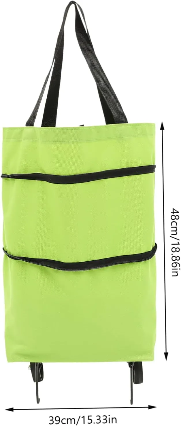 PRETYZOOM Storage Bag with Wheels Cart Wheeled Shopping Bag Travel Duffle Bag Pockets Seat Shopping Bag with